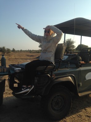 This is the "Spotter's Chair".  A spotter rides on the front of the jeep and looks for animals while the guide drives.  I was disappointed when I found out that I wasn't sitting there.  
